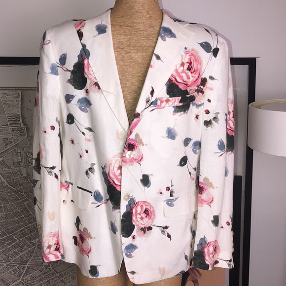 Tallia Mens Linen Blazer Combo Floral Slim-Fit Jacket Size 40S - Picture 2 of 8